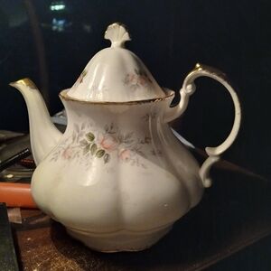 Elegant Floral Teapot with Gold Accents